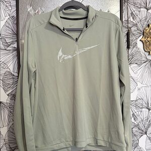 Nike Women's Sage Green Quarter-Zip Pullover with Swoosh